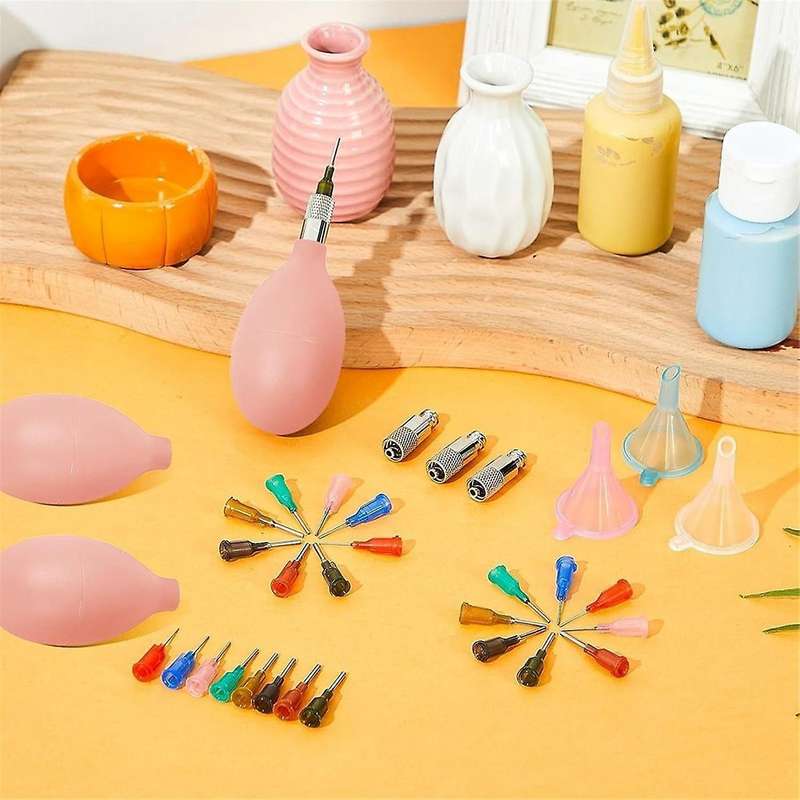 Set of 3 Ceramic Precision Tip Applicator Bottles for Pottery Tools for Clay Supplies with Needle an