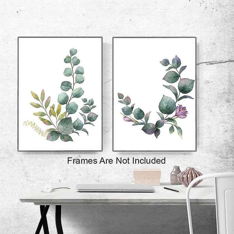 Set of 3 Green Eucalyptus Leaf No Frame Decorative Picture, Pictures Living Room,Dining Bedroom Deco