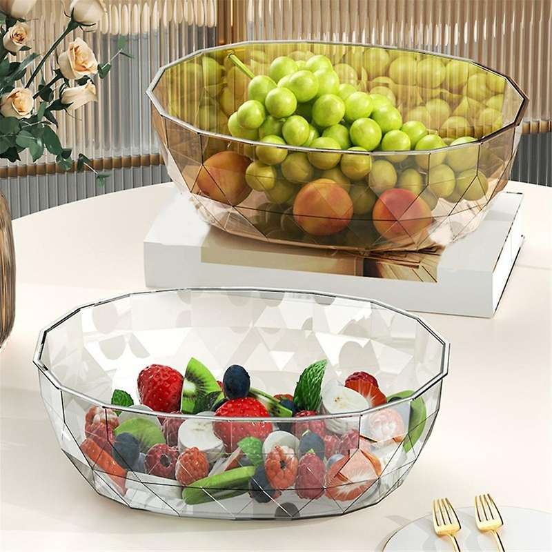 Set of 3 Plastic Serving Bowls, Clear Mixing Bowls Plastic Bowls for Salad, Party Snack, Popcorn, Ch