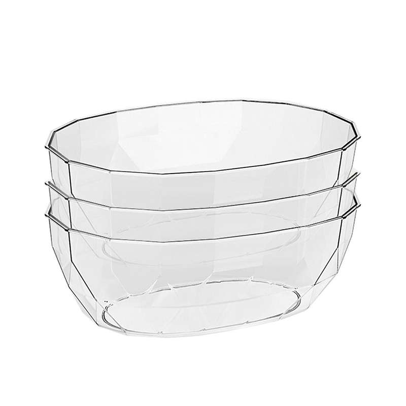 Set of 3 Plastic Serving Bowls, Clear Mixing Bowls Plastic Bowls for Salad, Party Snack, Popcorn, Ch
