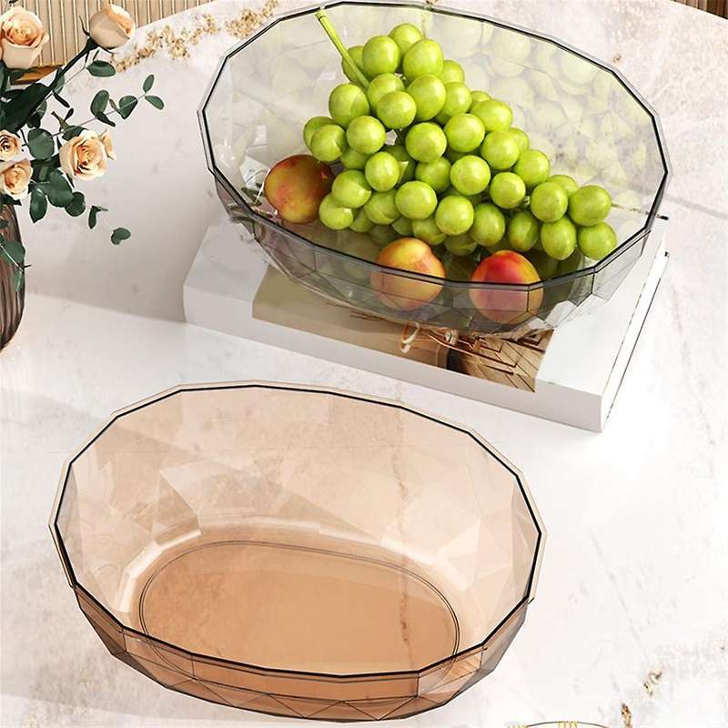 Set of 3 Plastic Serving Bowls, Clear Mixing Bowls Plastic Bowls for Salad, Party Snack, Popcorn, Ch