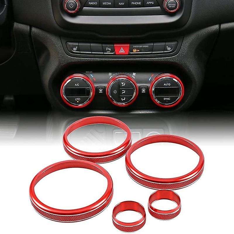 Set of 3Pcs Car Air Conditioner + 2 Pcs Audio Control Switch AC Knob Case Compatible for 2015-2017