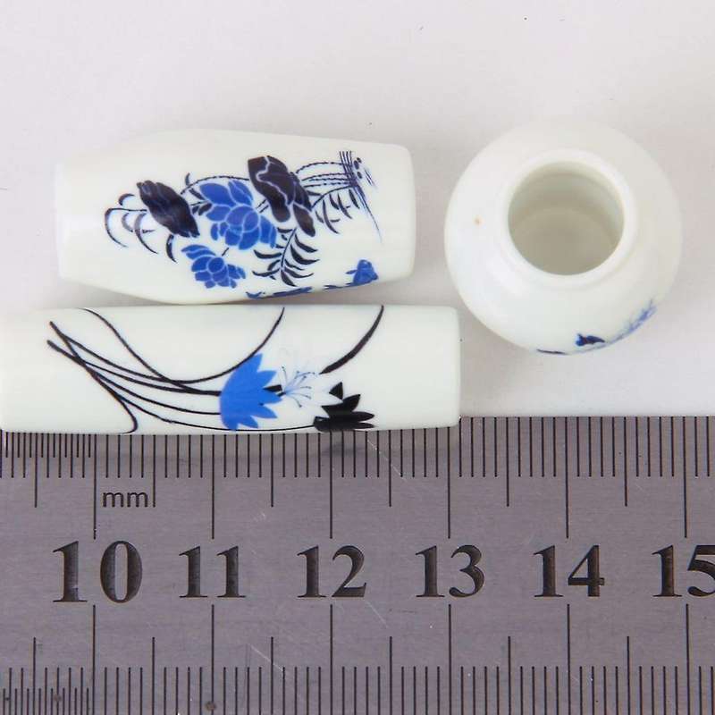 Set Of 3pcs Dollhouse Miniature Plastic Flower Vase---blue Painted Floral