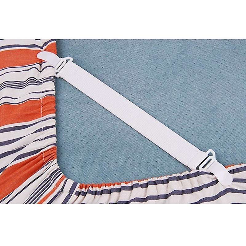 Set of 4 Elastic bedspread bed sheet bedspreads stretchers spanner straps strainer White