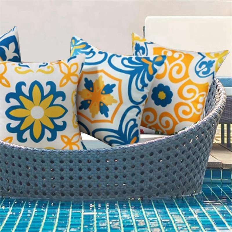 Set of 4 Outdoor Waterproof Pillow Covers 18inx18in Mandala Flower Decorative Pillow Covers Bohemian