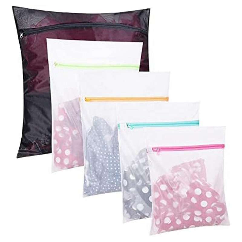 Set Of 5 Mesh Laundry Bags-1 Extra , 2 Big & Medium for Blouse, Hosiery, Stocking, Underwear, Trave