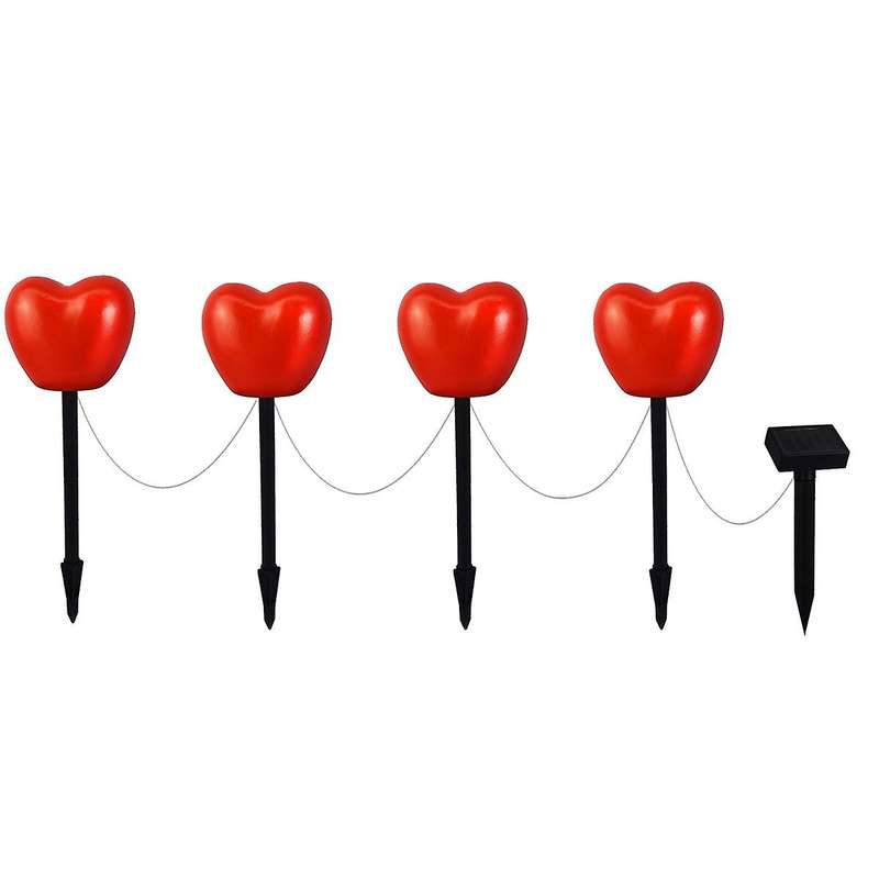 Set Of 6 Solar Heart Stake Lights for Valentines Day Decor, Outdoor Waterproof Heart Shaped Light fo