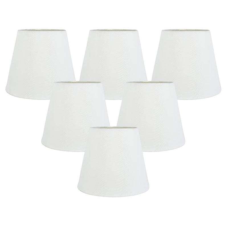 Set of 6 White Fabric Cloth on Chandelier Lamp Shades, Replacement for E14 Wall Lamp Chandelier Home
