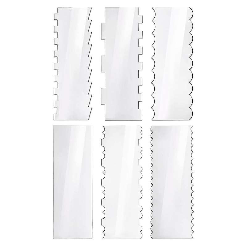 Set Of 6 Clear Acrylic Cake Spatulas, Cream Cake Spatulas, Smooth Cake Spatulas, Side Strip Cake Scr