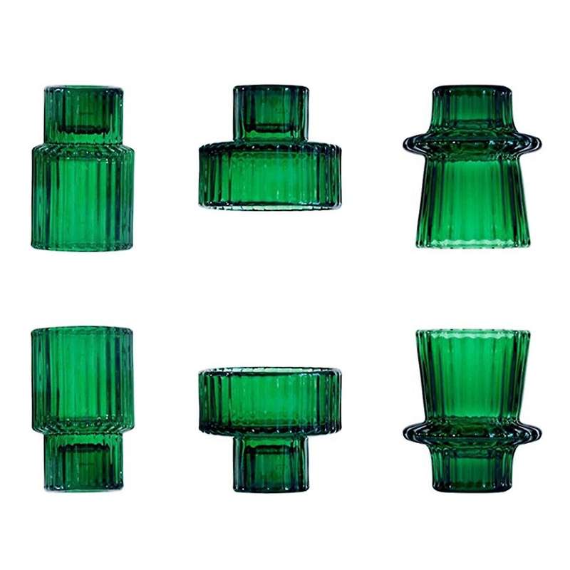 Set Of 6 Candle Holders for All Occasions Candle Holders for Taper Candlesticks Green