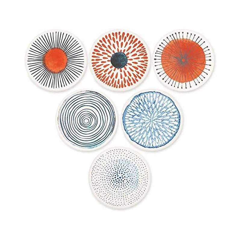 Set Of 6 Coasters for Drinks Absorbing Round Ceramic Stone Coaster with Cork Base Tabletop Protectio