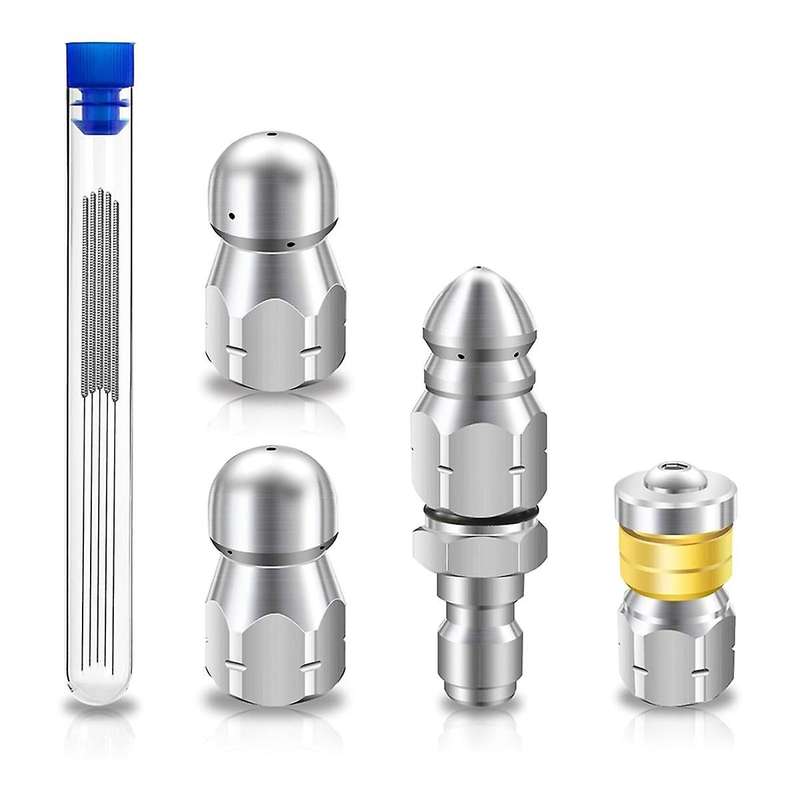 Sewer Jet Nozzle Kit, Stainless Steel Sewer Jetter 1/4 Inch NPT for Pressure Washer, 1/4 Quick Conne