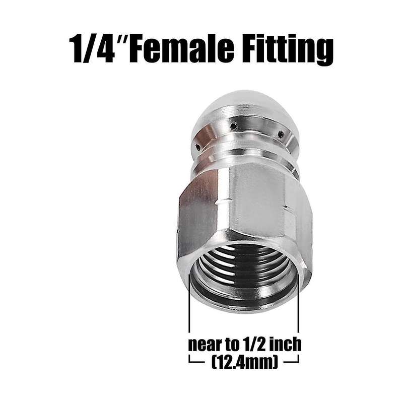 Sewer Jetter Nozzle for Pressure Washer,drain Cleaning Tips,rotating Button Nose with 1/4 Inch Quic