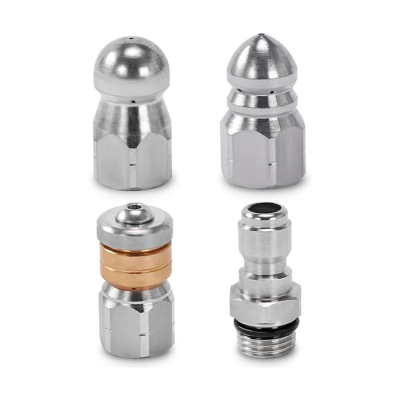 Sewer Jetter Nozzle for Pressure Washer,drain Cleaning Tips,rotating Button Nose with 1/4 Inch Quic