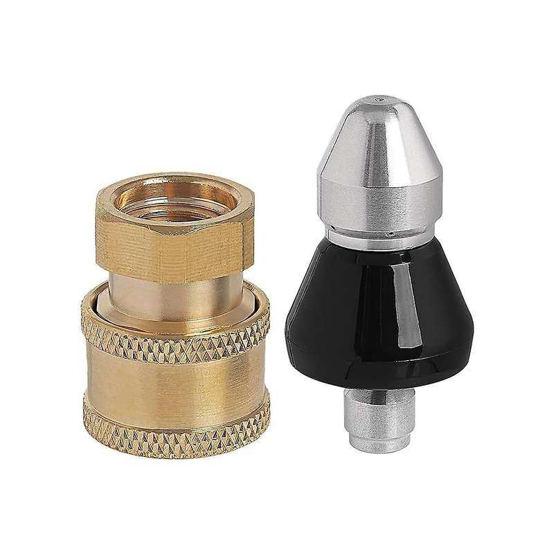 Sewer Cleaning Tool High-Pressure Nozzle, 1/4inch 1 Front 6 Rear Sewer Jetter Nozzle and Pressure Wa