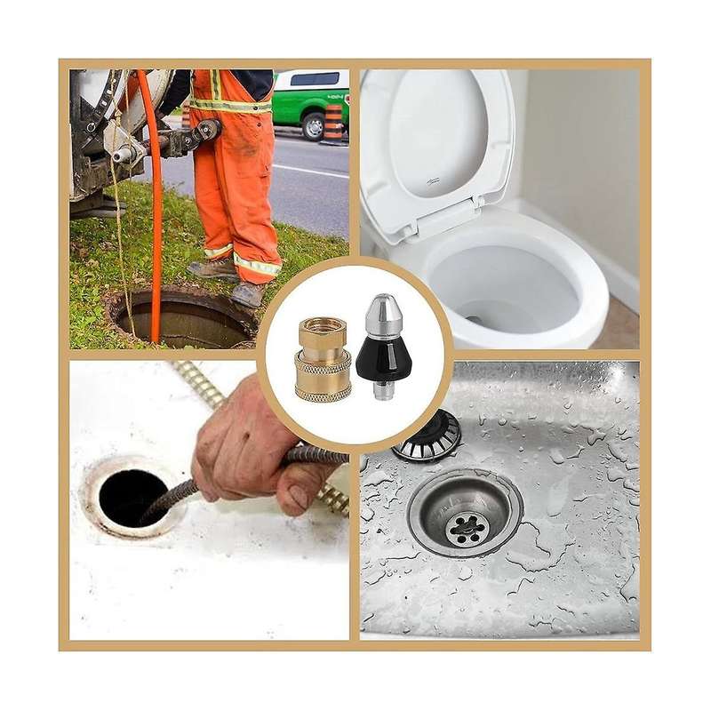 Sewer Cleaning Tool High-Pressure Nozzle, 1/4inch 1 Front 6 Rear Sewer Jetter Nozzle and Pressure Wa