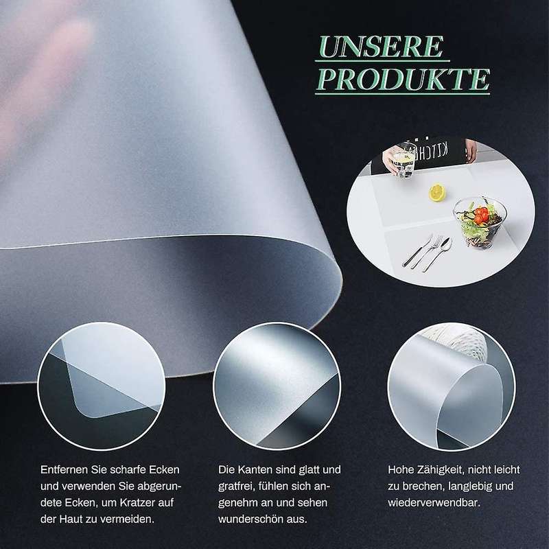 Set of 8 Transparent Place Mats Washable White Dining Table Place Mat Plastic Non-Slip Heat Resistan