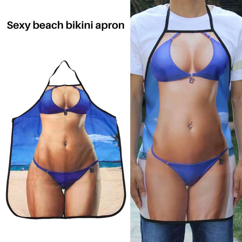 Sexy Kitchen Apron Funny Cooking for Men Women Girlfirend Boyfriend Christmas Birthday Gifts (Beach