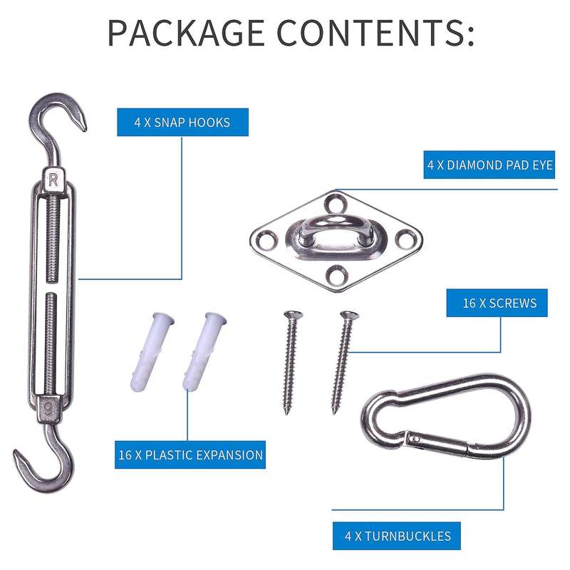 Shade Sail Hardware Kit for Square/rectangle/triple-cornered Shade Sail Stainless Steel Shade Sail