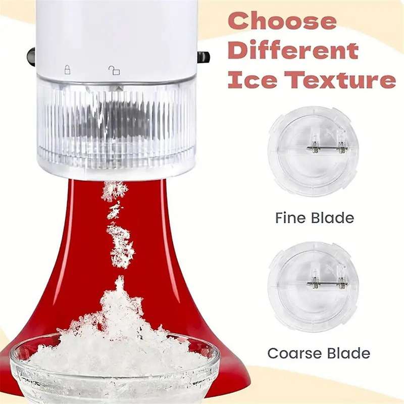 Shaved Ice Attachment for Stand Mixer, Snow Cone Machine with 8 Ice-Cube Mold with Lid, Fine and Co