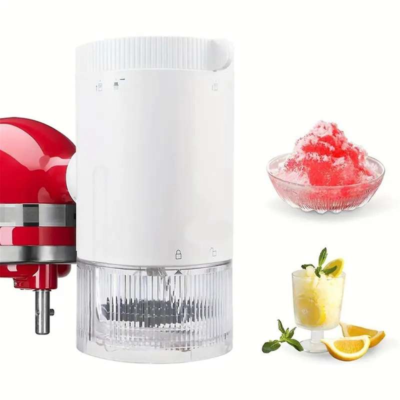 Shaved Ice Attachment for Stand Mixer, Snow Cone Machine with 8 Ice-Cube Mold with Lid, Fine and Co