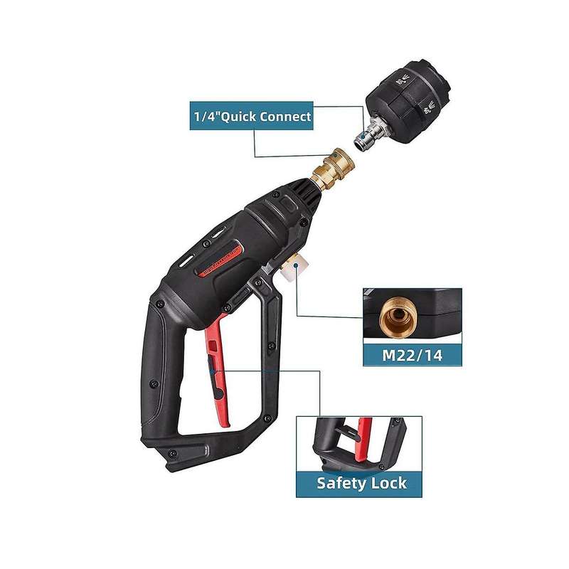 Short Wand Pressure Washer Connect M22/14 Hose with 5-In-1 High Pressure Spray Nozzle,1/4inch Quick