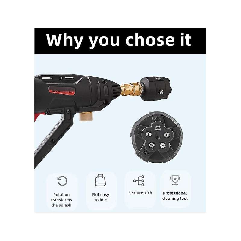 Short Wand Pressure Washer Connect M22/14 Hose with 5-In-1 High Pressure Spray Nozzle,1/4inch Quick