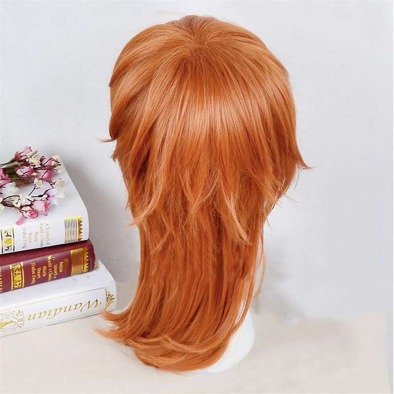 Short Orange Wig Cosplay Costume Men Anime Layered Character Costume Wig Halloween Party Wig