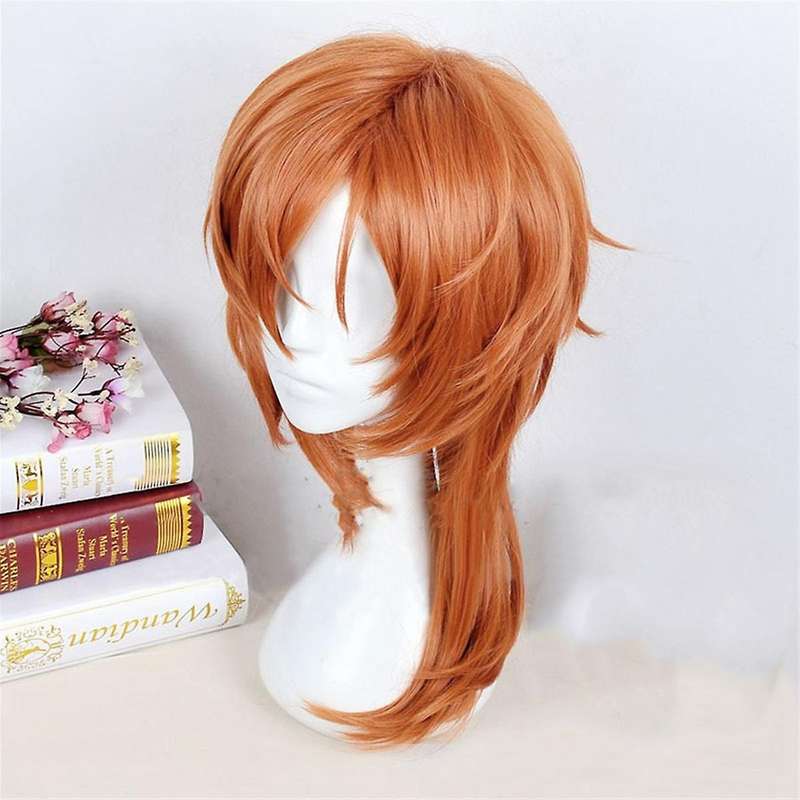 Short Orange Wig Cosplay Costume Men Anime Layered Character Costume Wig Halloween Party Wig