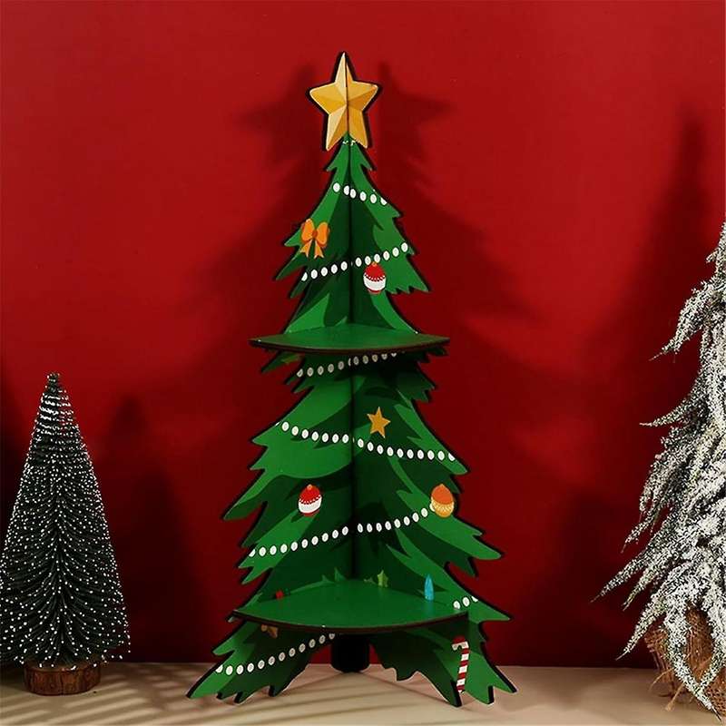 Short Corner Shelf, Bookcase Storage Rack In Christmas Tree Shape, Space Saving Corner Bookshelf De