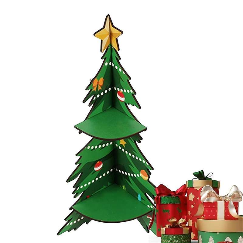 Short Corner Shelf, Bookcase Storage Rack In Christmas Tree Shape, Space Saving Corner Bookshelf De
