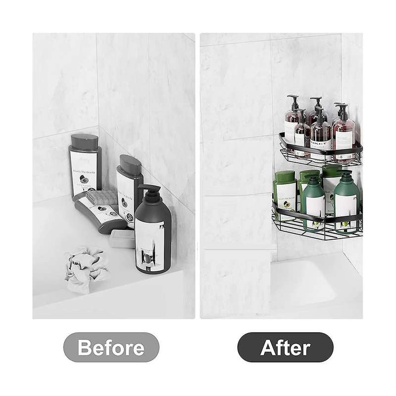 Shower , No Drilling, Pack Of 4, Stainless Steel Shower Basket, Bathroom Shelf with Soap Holder