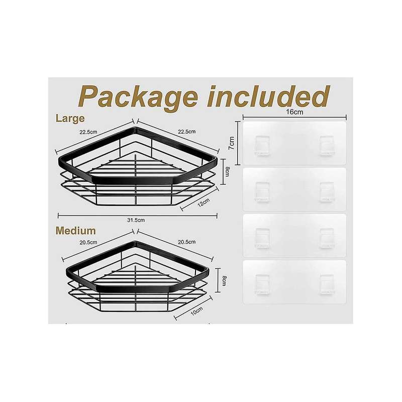 Shower , No Drilling, Pack Of 4, Stainless Steel Shower Basket, Bathroom Shelf with Soap Holder