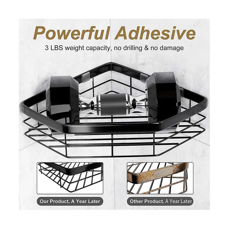 Shower , No Drilling, Pack Of 4, Stainless Steel Shower Basket, Bathroom Shelf with Soap Holder