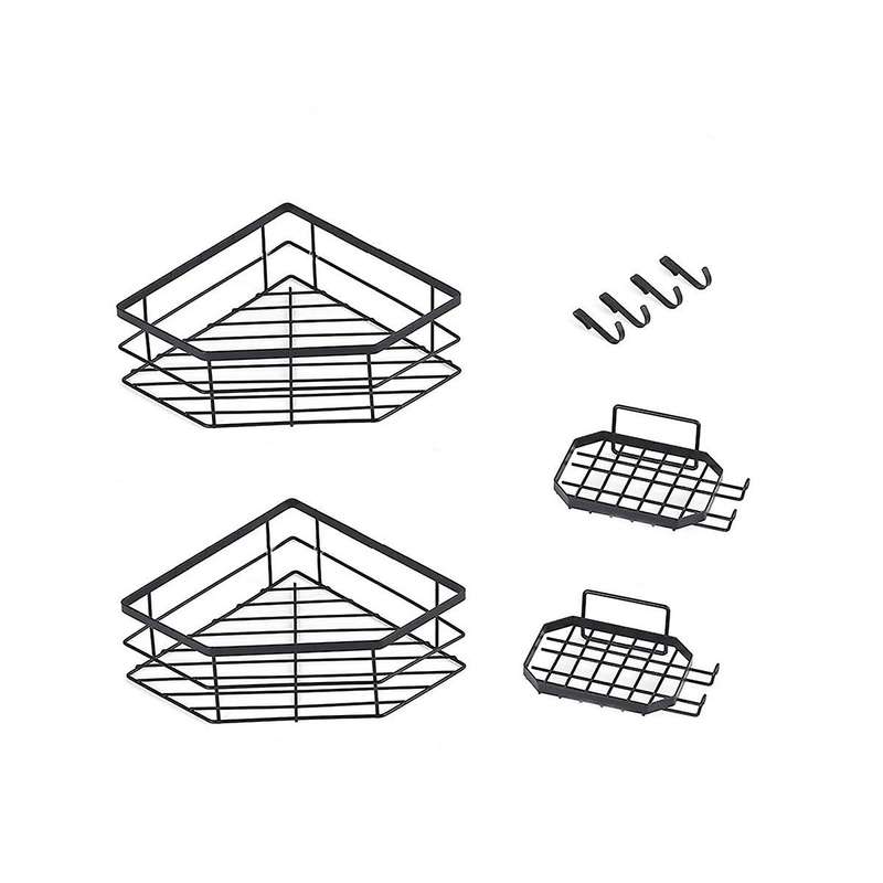 Shower , No Drilling, Pack Of 4, Stainless Steel Shower Basket, Bathroom Shelf with Soap Holder