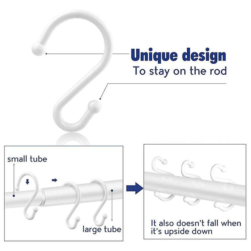 Shower Curtain Hooks,Set of 12 Rings,Rust Resistant S Shaped Hooks Hangers for Shower Curtains, Kitc