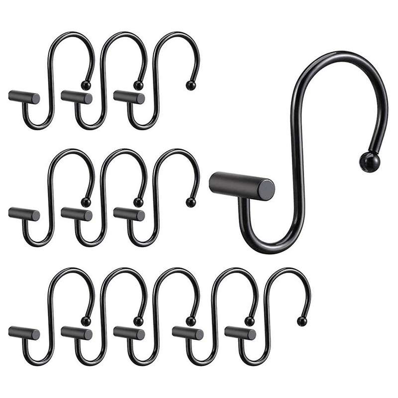 Shower Curtain Hooks, Rust Proof Shower Curtain Rings for Bathroom,metal Decorative Shower Curtain H