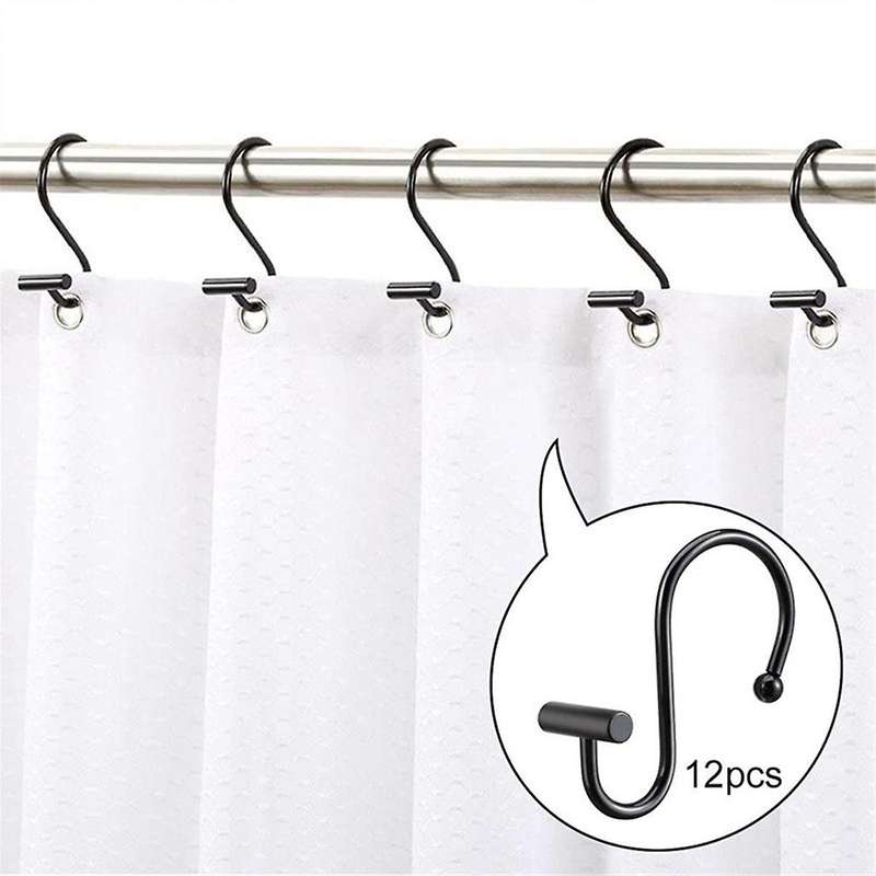 Shower Curtain Hooks, Rust Proof Shower Curtain Rings for Bathroom,metal Decorative Shower Curtain H