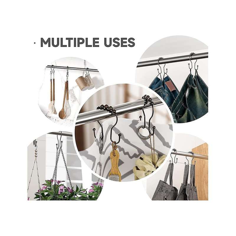 Shower Curtain Hooks, Shower Curtain Rings Bronze, Rust Proof Double Shower Curtain Hooks, 24 Pcs