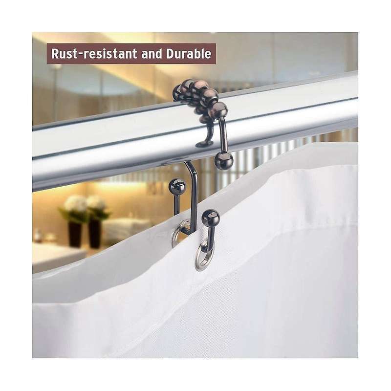 Shower Curtain Hook Ring Rust-proof Metal Double Sliding Shower Hook Ring Suitable for Bathroom Show