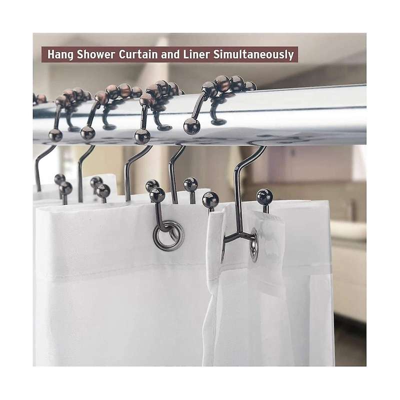 Shower Curtain Hook Ring Rust-proof Metal Double Sliding Shower Hook Ring Suitable for Bathroom Show