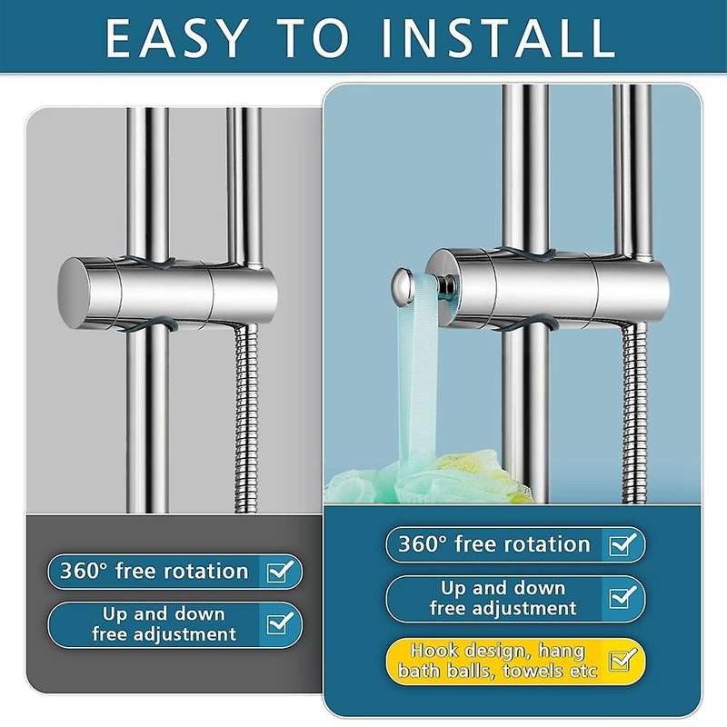 Shower Head Holders, Adjustable ABS Shower Holder Bracket for Riser Rail Bar Up to 20-25MM, Replacem