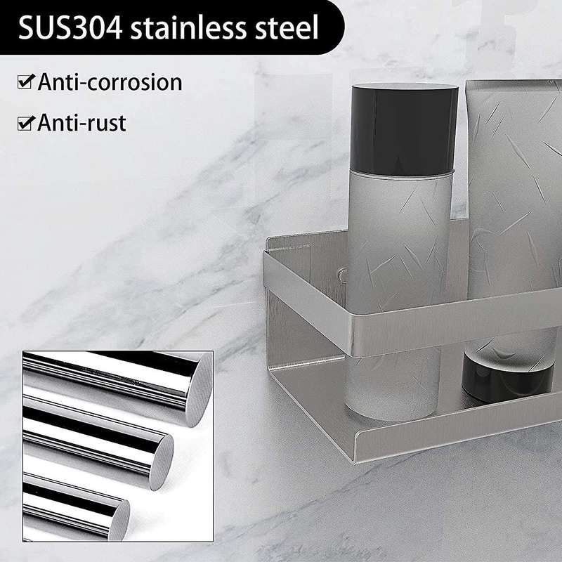 Shower Shelf No Drilling Self-adhesive Shower Basket Stainless Steel Shower Shelf Bathroom Shelf Bru