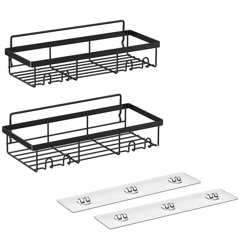 Shower Shelf Organizer Rack(2Pack), Bathroom Accessories Basket Shelves with Hooks, Wall Mount Show