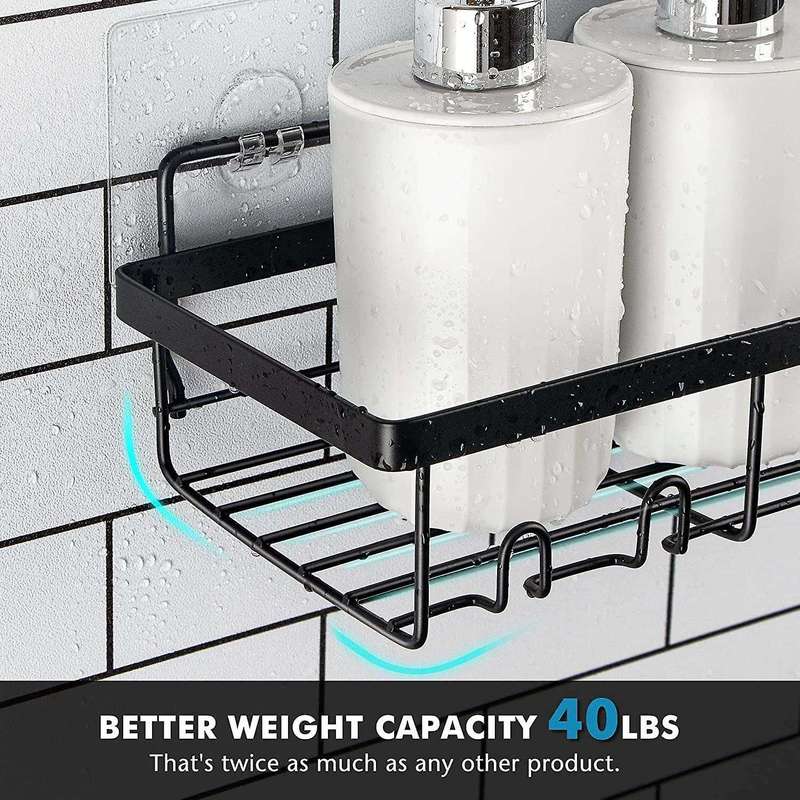 Shower Shelf Organizer Rack(2Pack), Bathroom Accessories Basket Shelves with Hooks, Wall Mount Show