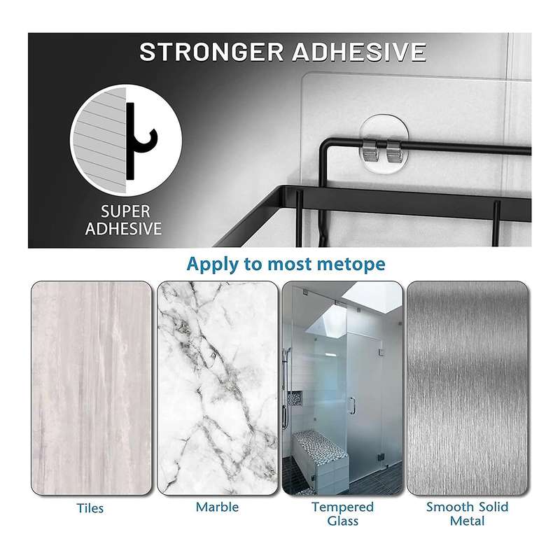 Shower Shelf Organizer Rack(2Pack), Bathroom Accessories Basket Shelves with Hooks, Wall Mount Show