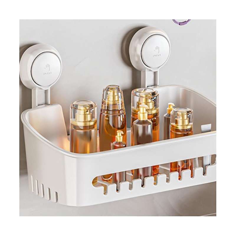 Shower, Spice Stand, Bathroom Organizer, Storage Basket, No Drill, Removable Vacuum Suction Cup, Wa