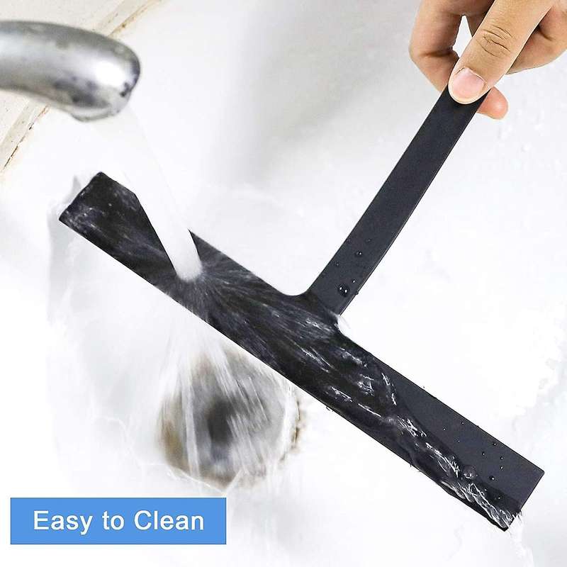 Shower Squeegee, Silicone Window Squeegee Black Wiper without Drilling Shower with Hanging