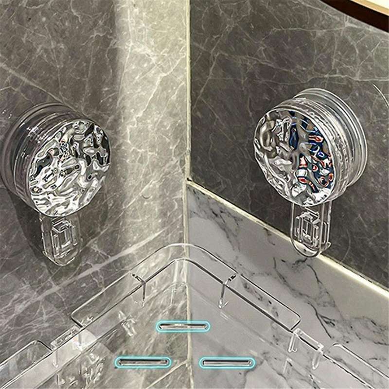 Shower Suction Cup Storage Rack Clear Acrylic Shower Shelves Glacier Water Ripple Corner Shelf for S