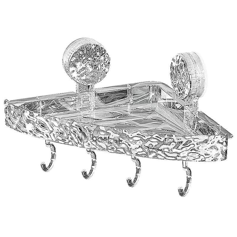 Shower Suction Cup Storage Rack Clear Acrylic Shower Shelves Glacier Water Ripple Corner Shelf for S